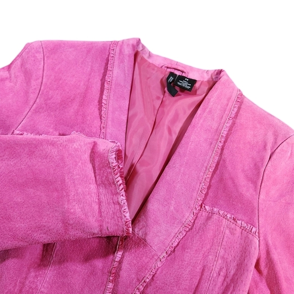 new directions Jackets & Blazers - New Directions Petite Women's PS 100% Leather Suede Pink Jacket Coat Vintage